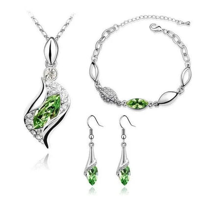 2022 Elegant Luxury Simple 18k Gold Sterling Silver Rose Gold Color Austrian Crystal Pendant Necklace Earring Bracelet 925 Sterling Silver Engagement Jewelry Set Lady Gift Birthday Gift Jewelry Set