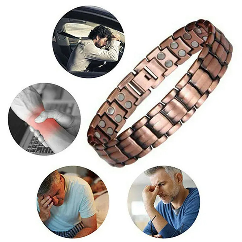Red Copper Double Strong Magnetic Therapy Bracelet for Arthritis Pain Relief Health Care Energy Magnetic Male Gift