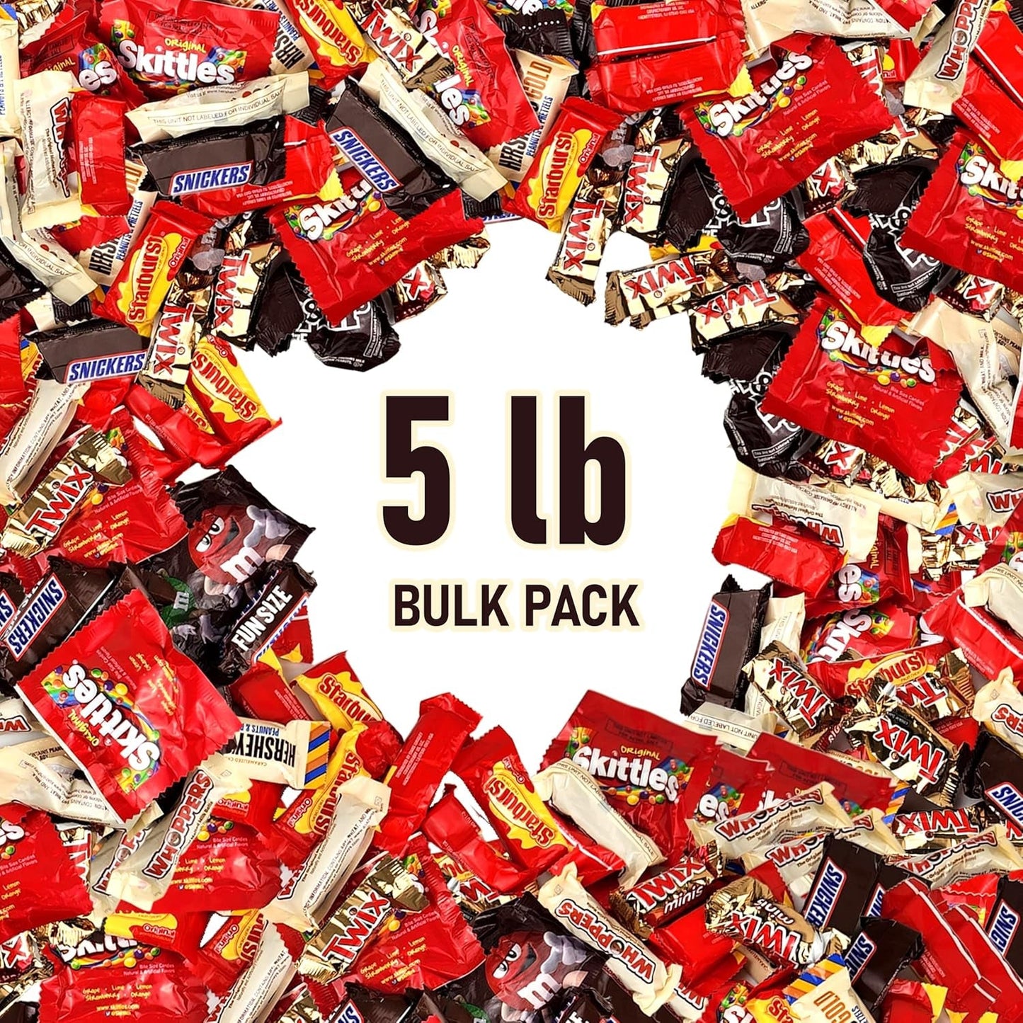 KATIES KANDY KORNER Individually Wrapped Chocolate Mix Bulk of Gold, Twix, M&M, Skittles, Starburst, Snickers, Whoppers, Assorted Candy for Holidays, Christmas, Birthdays - 5Lb