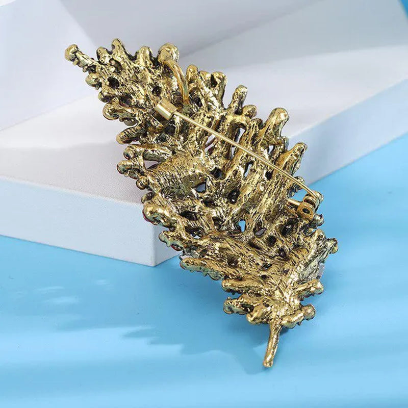 Leaves Brooches Fashion New Creative Leaf Brooch Elegant Trend Women'S Antique Silk Scarf Button Accessory Pin