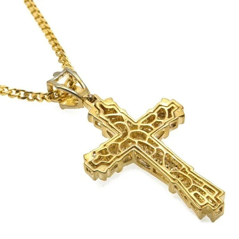 Men'S Fashion Jewelry Gold / Silver DIAMOND Cross Pendant Necklace Chain Cross Necklace