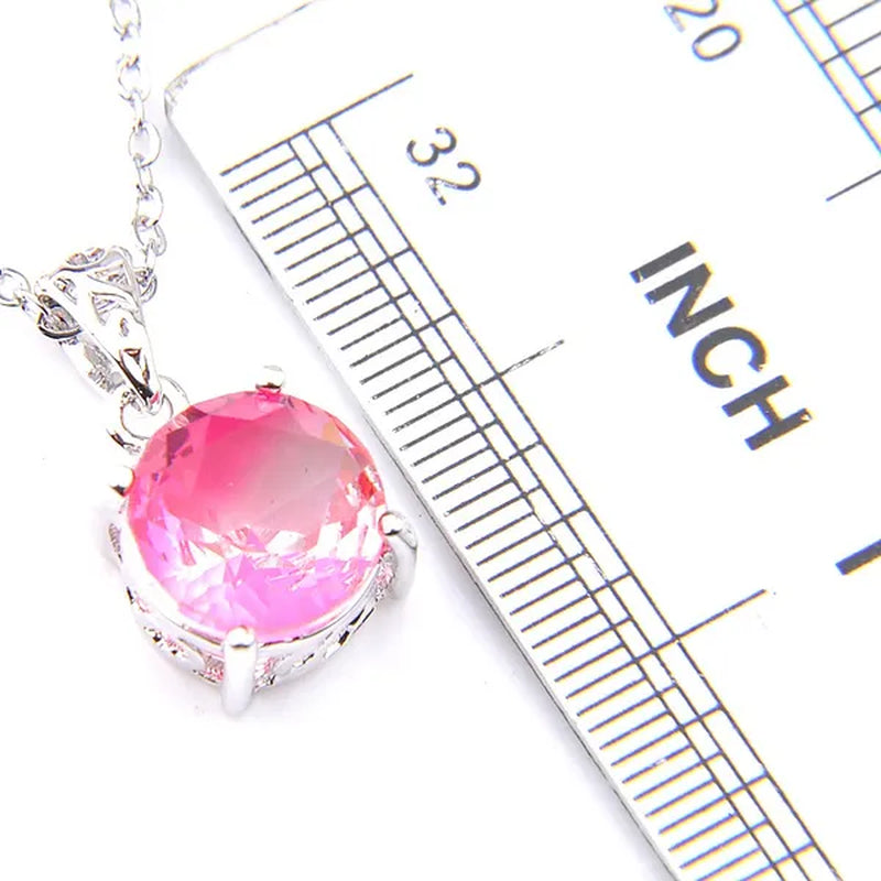 Luckyshine Dazzling Round Fire Bi-Colored Tourmaline Gemstone Silver Earrings Pendants Necklaces Jewelry Sets for Women