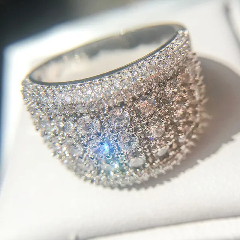 New Luxury Fashion Round Moissanite Diamond Ring Engagement Ring for Women Lady Anniversary Gift Jewelry Christmas Gift