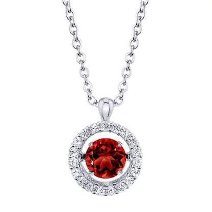 Dancing Genuine Garnet and Lab Created White Sapphire Pendant and Earring Set in Sterling Silver