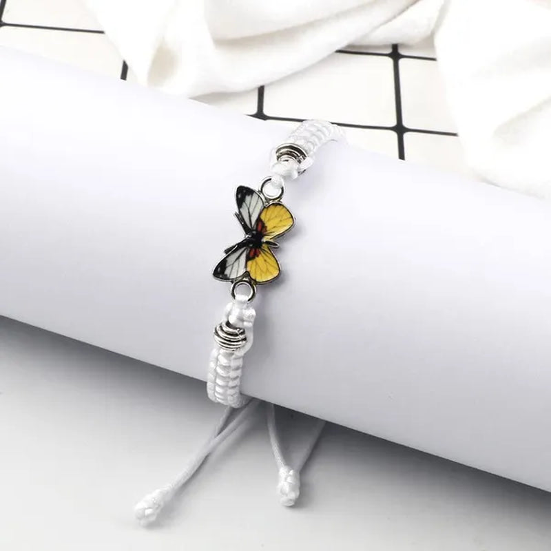 2022 Hot Adjustable Braided String Bracelet for Women Grey Butterfly Pendant Handmade Charm Bangles Fashion Girl Jewelry