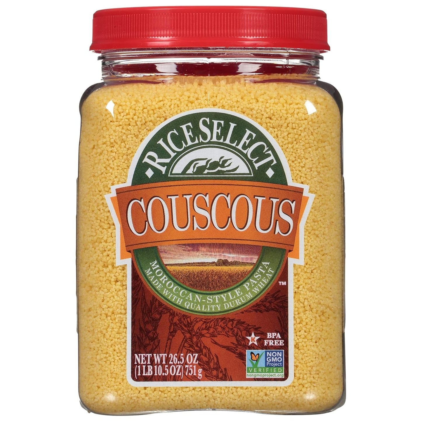 Couscous, Moroccan-Style Wheat Couscous Pasta, Non-Gmo, 26.5-Ounce Jar, (Pack of 1)