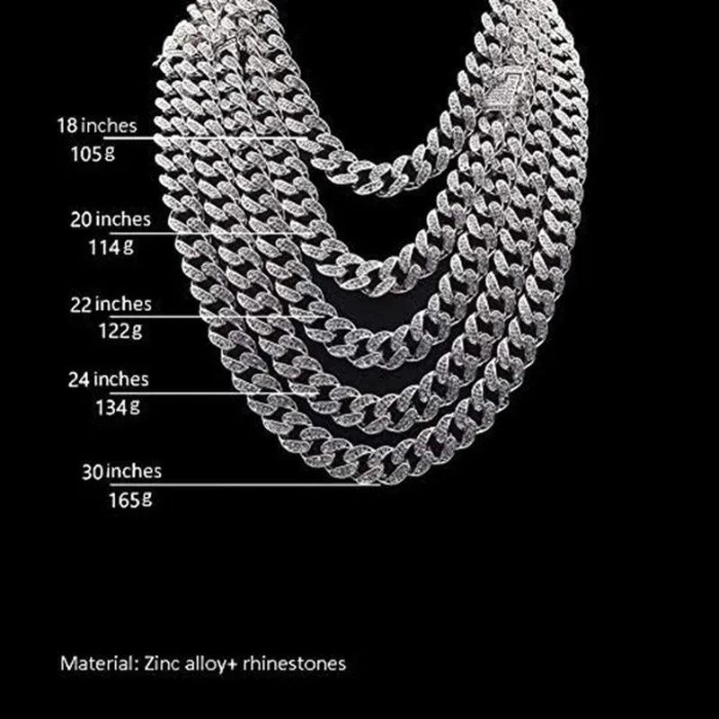 Iced Out Watch 18K Gold Diamond Miami Cuban Chain Link Choker Hip Hop Jewelry Gold Chain for Men Necklace Bracelet Ring Set