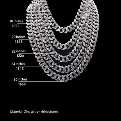 Iced Out Watch 18K Gold Diamond Miami Cuban Chain Link Choker Hip Hop Jewelry Gold Chain for Men Necklace Bracelet Ring Set