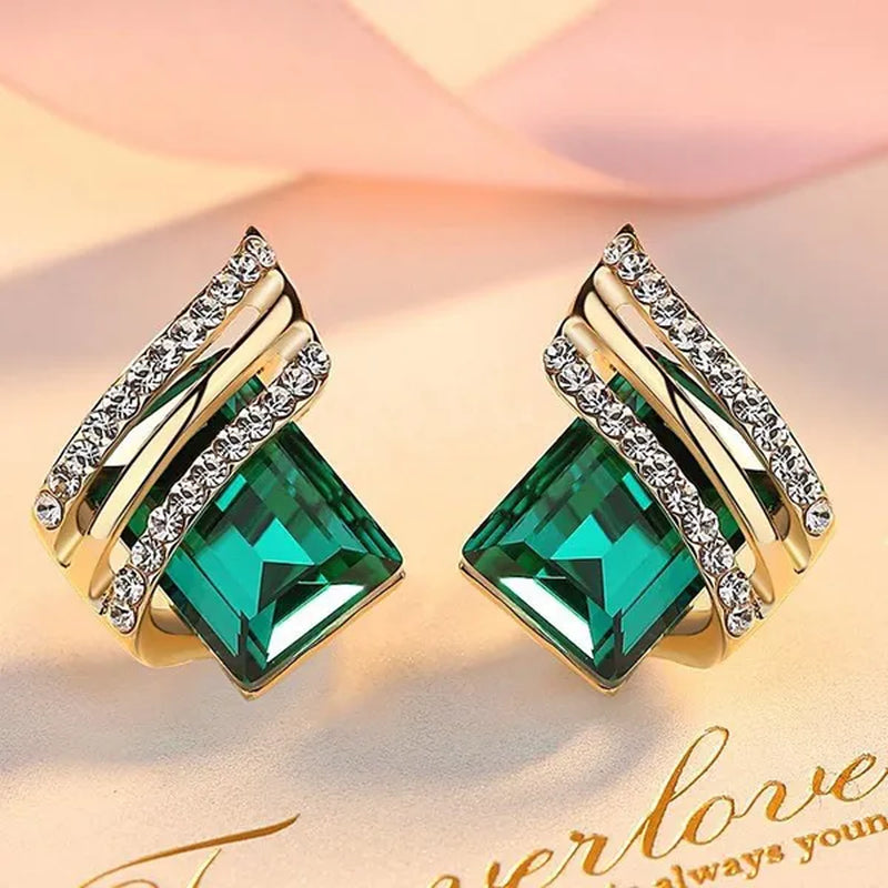 Fashion Temperament Women's Cubic Zirconia Earrings Large Red Zircon Stud Earring Engagement Wedding Earrings Birthday Party Anniversary Gift Jewelry