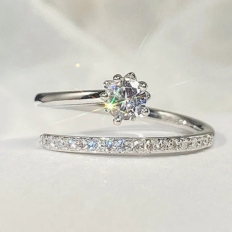 Fashion Moissanite Jewelry Exquisite 925 Sterling Silver White Sapphire Ring Eternal Diamond Wedding Band Proposal Engagement Anniversary Party Gift Promise Rings