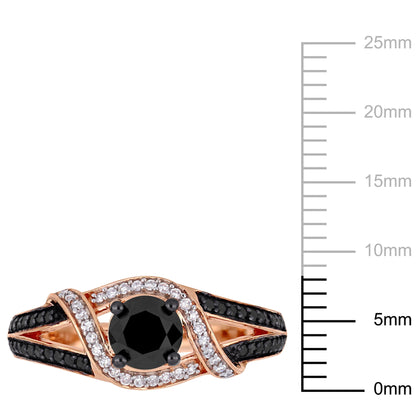 1 Carat T.W. Black and White Diamond 10Kt Rose Gold Crossover Ring