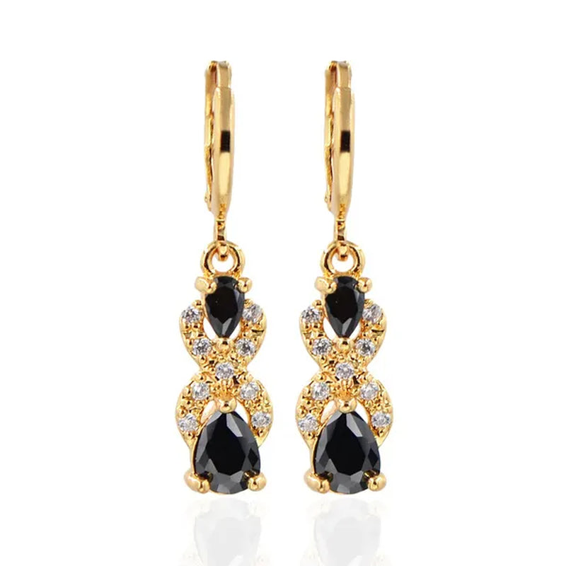 Women Green Cubic Zirconia CZ Teardrop Dangle Earrings Gift For Girl