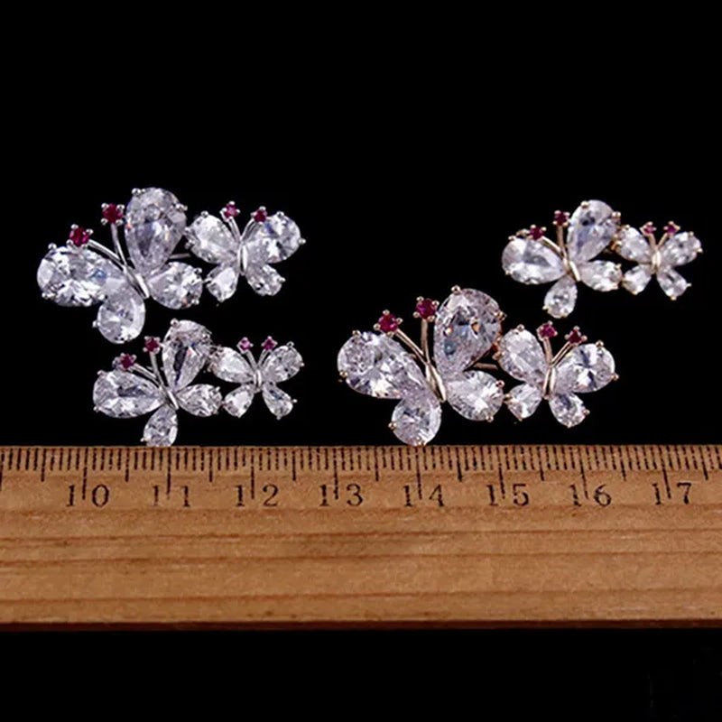 7 colors New Rhinestone Brooches for Women Butterfly Brooch Wedding Fashion Jewelry Gift Women Cute Zinc Crystal Butterfly Enamel Pin Accessories Arrow