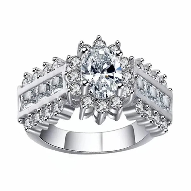 HOT Brand  Fashion Oval Cut Blue Sapphire&Red Ruby Wedding Ring 18k White Gold Jewlry for Women