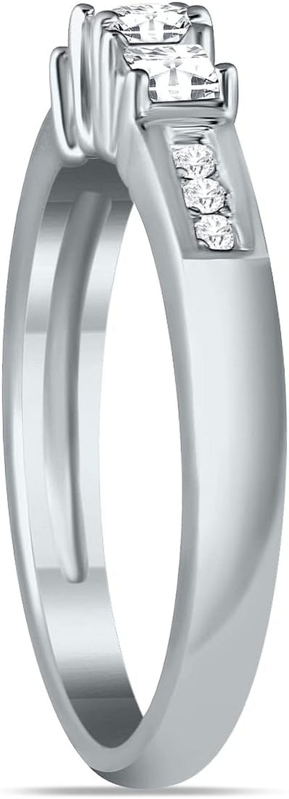 Diamond Three Stone Ring Available in 10K White Gold (1/2Ctw - 1 1/2Ctw)
