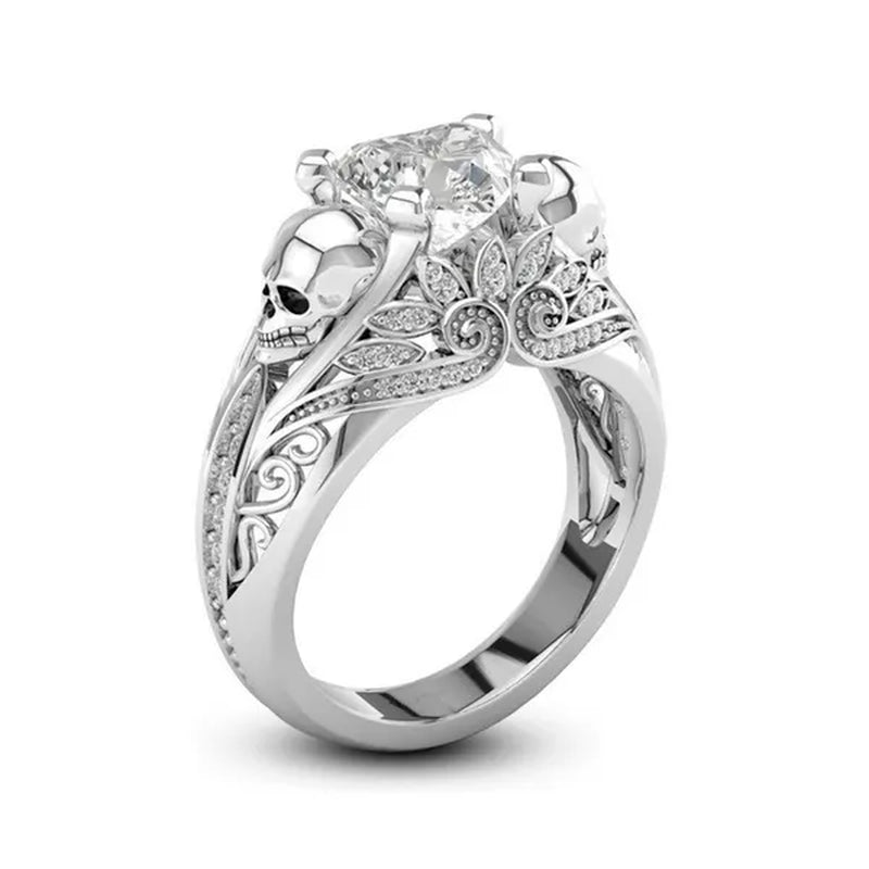Exquisite Women's 925 Silver Plated Skull Ring Blue Crystal Punk Jewelry Gift Size 6-10 Arrow