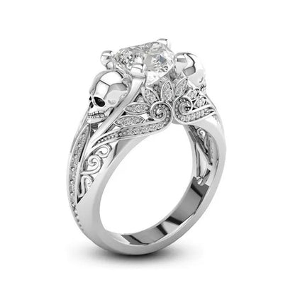 Exquisite Women's 925 Silver Plated Skull Ring Blue Crystal Punk Jewelry Gift Size 6-10 Arrow