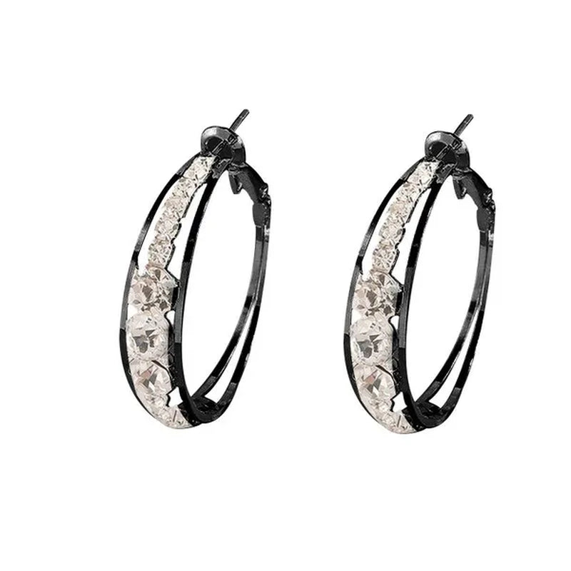 Exquisite Women's 18K Gold Rhinestone Inlaid Big Diamond Hoop Hoop Earrings European and American Fashion Earrings