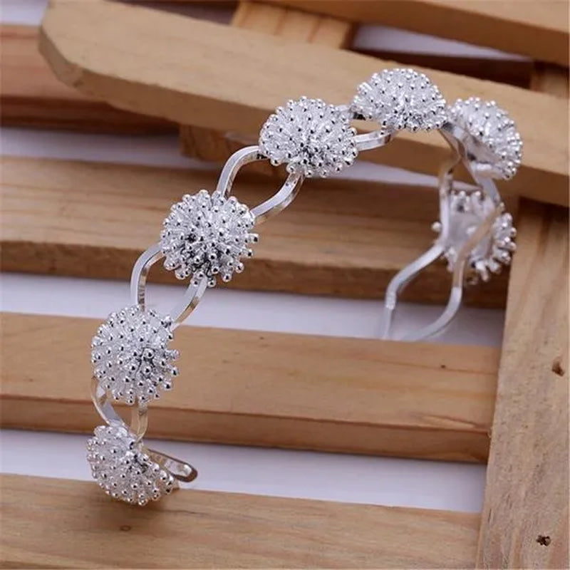 Luxury 925 Sterling Silver Necklace Earring Bracelet Rings Jewelry Set for Women Snowflake Pendant Bangle Hot Charm Fashion Party Gift