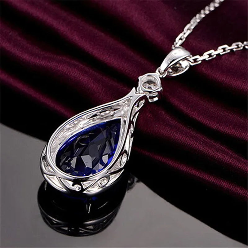 Tanzanite Pendant Sapphire Pendant and Diamond Necklace