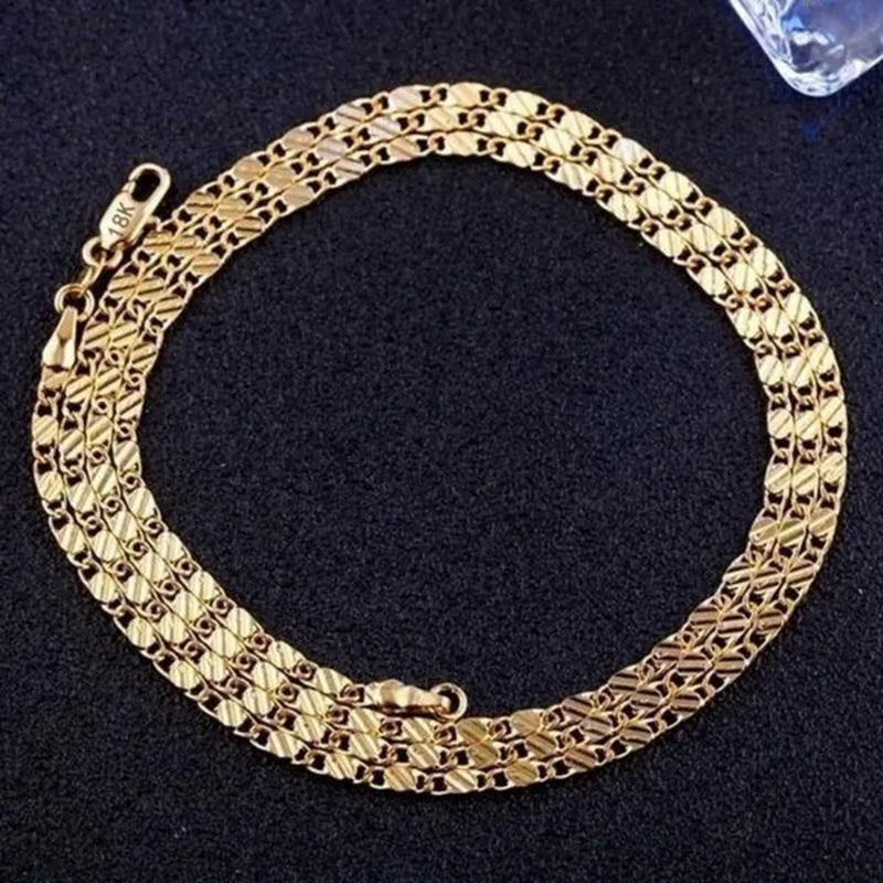 1Pc/3Pcs Men'S Women'S 16-30 Inch European Fashion Luxury Solid Chain Necklace Bridal Wedding Engagement High Jewelry Gifts