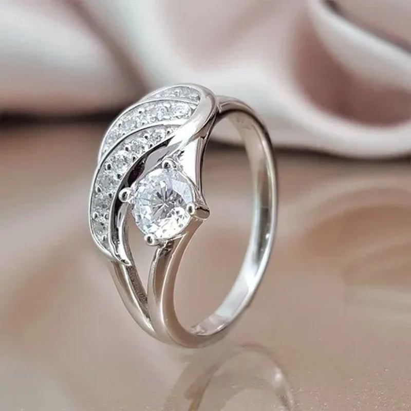 New Sapphire Angel Wings Charming Diamond Princess Ring Romantic Bride Proposal Eternity Ring Anniversary Christmas Gift for Girlfriend Mother's Day Gift Jewelry Size 5-11