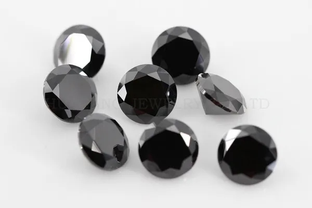 0.5Ct 5Mm round Brilliant Cut Black Moissanite Loose Stone VVS1 Excellent Cut Jewelry Making Stone