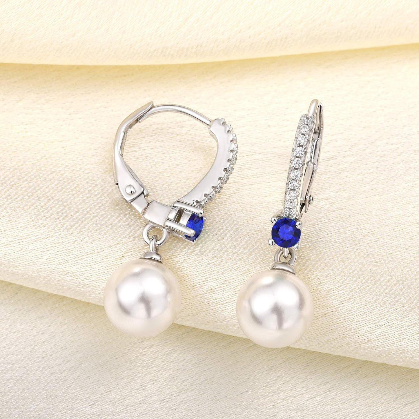 925 Sterling Silver Freshwater Pearl Hoop Earrings with Dangle Real Pearl,Simulated Pearls