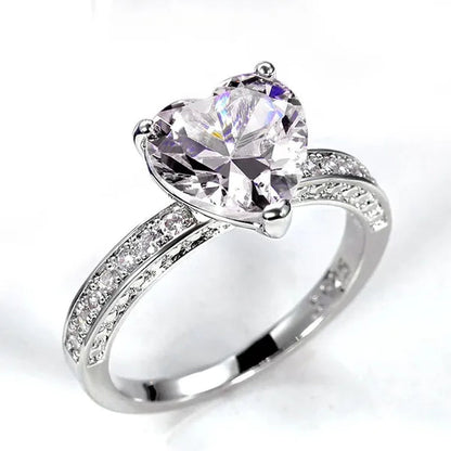 Luxury Solitaire Women Heart Diamond Engagement Rings AAAA Pink Sapphire Proposal Rings for Girlfriend Fine Anniversary Gift