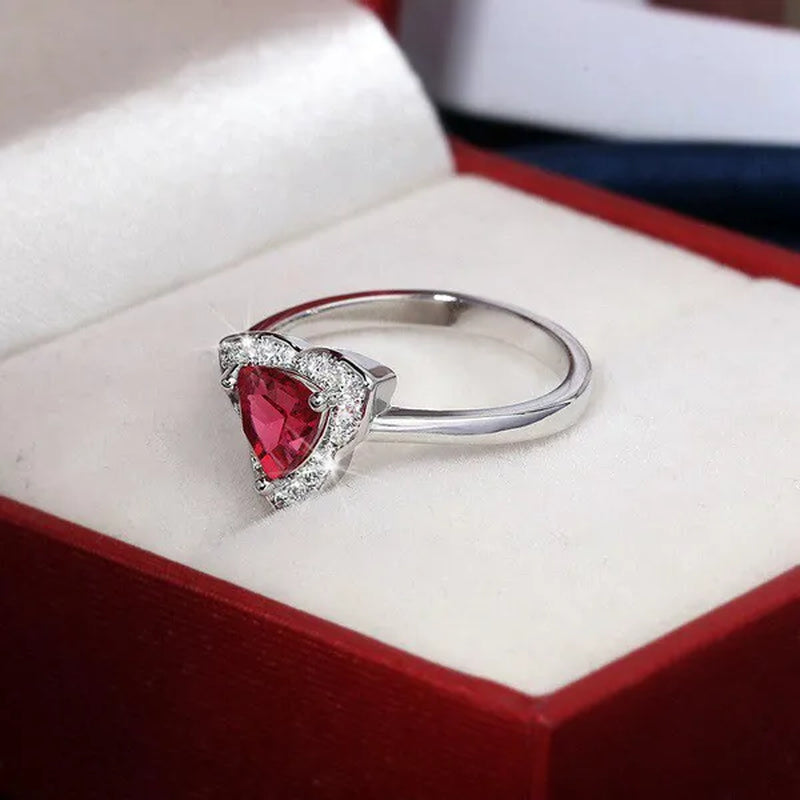 Classic Garnet Red Personality Ruby Color Zircon 925 Silver Ring Love Romance Ring Women'S Wedding Jewelry Engagement Ring