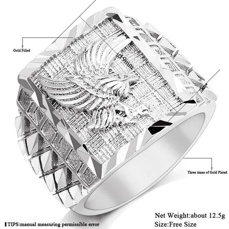 Punk Rock Eagle Men 's Ring Luxury Gold / Silver Color Size 7-13 Finger Jewelry