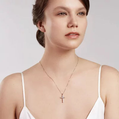 0.46 CT. T.W. Diamond Cross Pendant in 14K White Gold