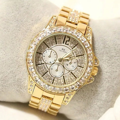BS Bee Sister Luxury Creative Women Watches Gold Rhinestone Shining Design Bracelet Watches Ladies Women Wrist Watch Montre Femme