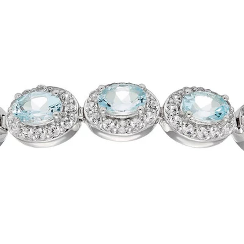 Aquamarine and White Topaz Bolo Bracelet