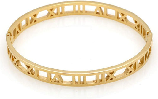 Roman Numeral Series Hollow Carved Bracelet - Fashionable Women'S Three-Color Roman Bracelet