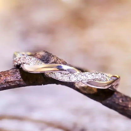 Diamond Ring Engagement Ring  Diamond Anniversary Twined Vine Simple Infinity Eternity Ring Bridal Women Promise Ring Anniversary Gold Wedding Bands Size 4-10