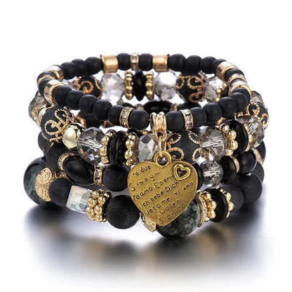 Ethnic style multi-layered bracelet crystal beaded ladies hand jewelry