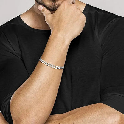 Fashion 925 Sterling Silver Italian 7mm Solid Diamond-Cut Cuban Link Curb Chain Bracelet for Men Women Charm Jewelry