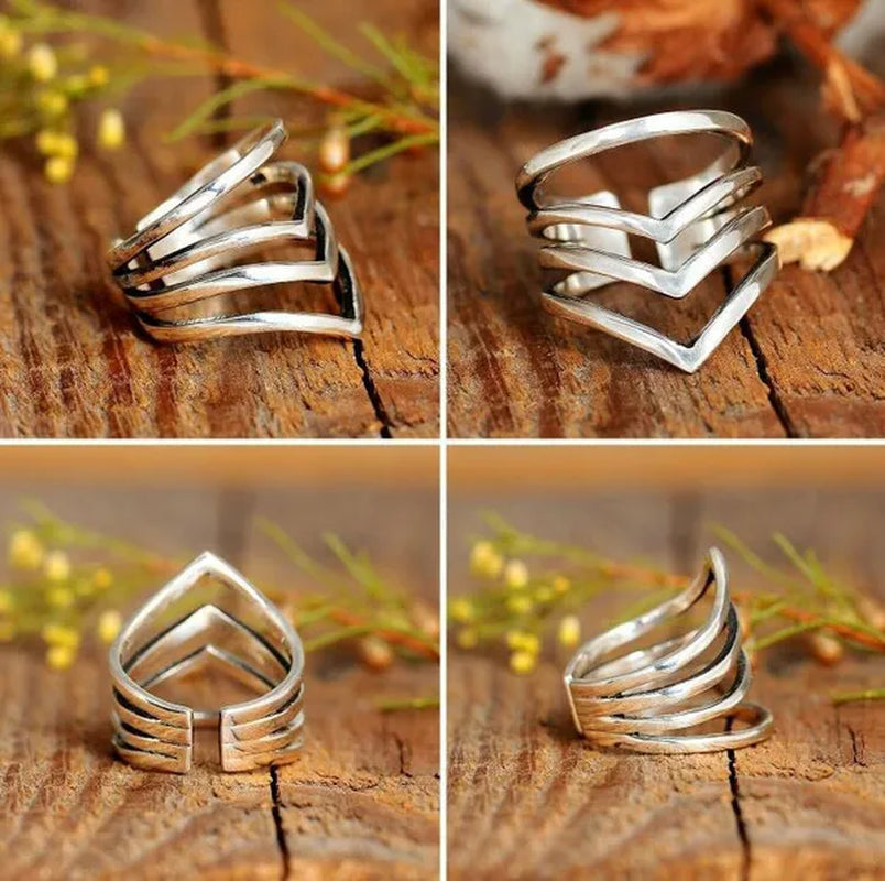 ANTIQUE DESIGN Sterling Silver Ring for Women Boho Thumb Chunky Adjustable Men's Women's Meditation Statement Jewelry