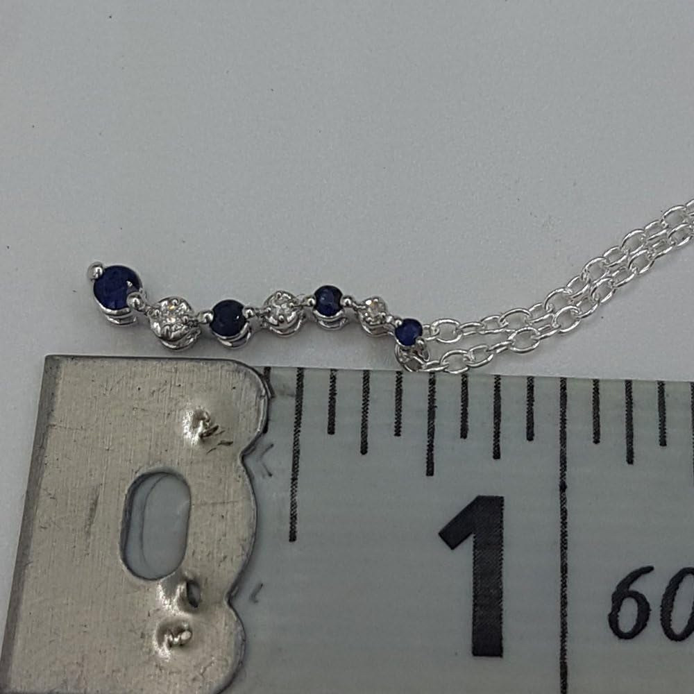 10K Gold round White Diamond & Blue Sapphire Ladies Graduating Journey of Life Pendant
