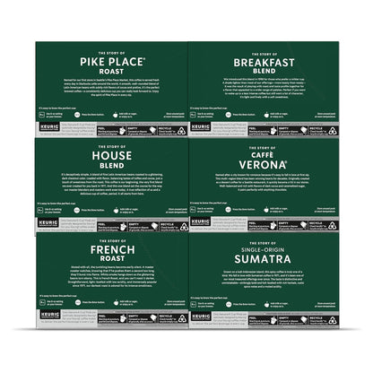 K-Cup Coffee Pods, Medium and Dark Roast Coffee Variety Pack for Keurig Brewers, 100% Arabica, 6 Boxes (60 Pods Total)