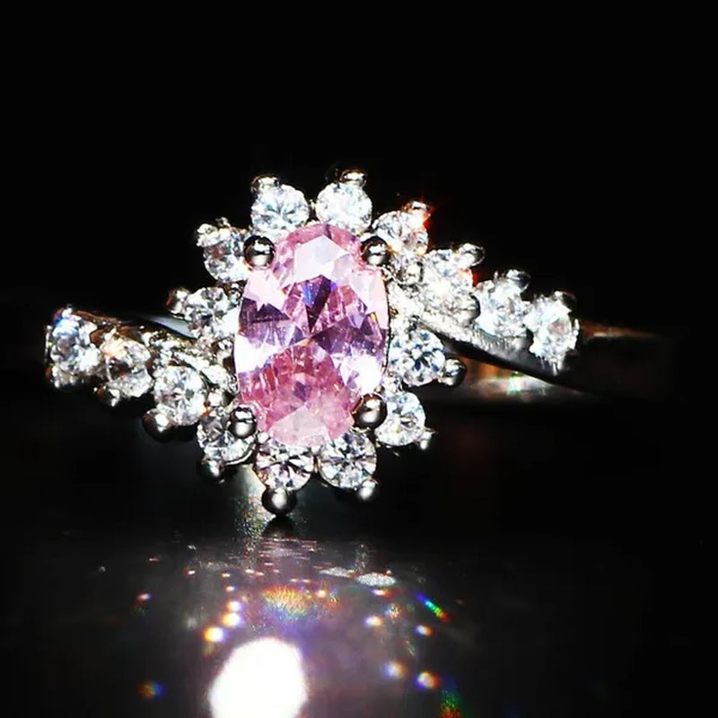 Exquisite  Silver Natural Sapphire Gemstones Opal Birthstone Bride Princess Wedding Engagement Strange Ring Size 6 7 8 9 10