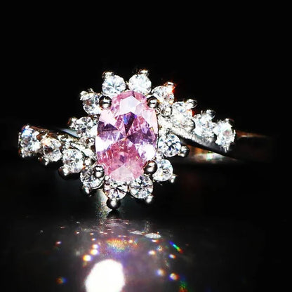 Exquisite  Silver Natural Sapphire Gemstones Opal Birthstone Bride Princess Wedding Engagement Strange Ring Size 6 7 8 9 10