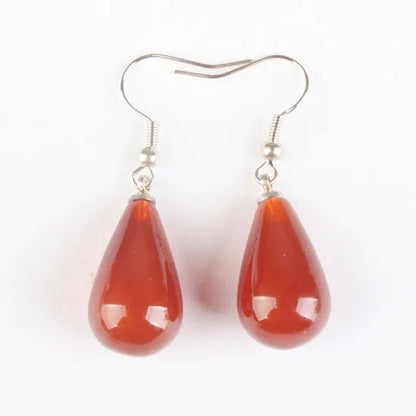 1Pair 13X22MM Amethyst Clear Quartz Lapis Lazuli Turquoise Rose Quartz Opal Obsidian Jasper Drop Cone Bead Hook Dangle Earrings