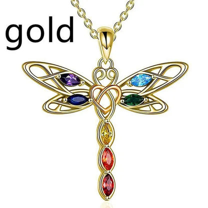 Delicate Colorful Zircon Dragonfly Necklace Insect Dragonfly Wings Pendant Engagement Necklaces for Women Insect Jewelry Creative Dragonfly Accessories Birthday Party Anniversary Gift