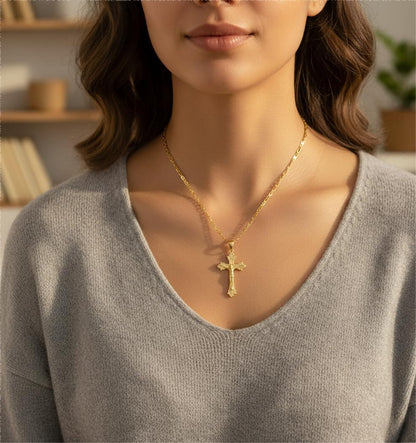 Gold Crucifix Necklace 14K Gold Cross Necklace Jesus Cross Pendant Religious Catholic Jewelry for Men Women