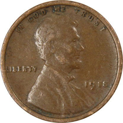 1918 Lincoln Wheat Cent AG about Good Bronze Penny 1C Coin Collectible Master Coins