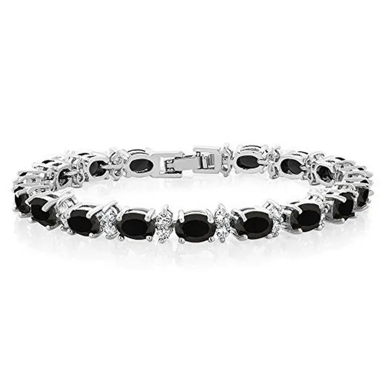 Gem Stone King 925 Sterling Silver Gorgeous Oval and Round Sparkling Cubic Zirconia CZ Tennis Bracelet Jewelry Gift