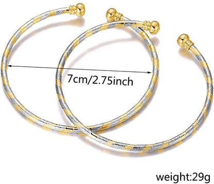 Simple 18K Double Colors Gold Plated plus Size Adjustable Cuff Bangles Bracelet for Women Men Jewelry with Gift Pouch