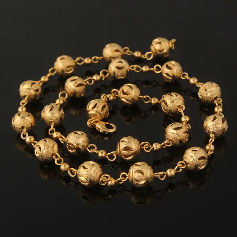 Unique Gold Ball Link Chain 18K Real Gold Plated Fashion Jewelry For Women Gift New Trendy Chokers Necklaces